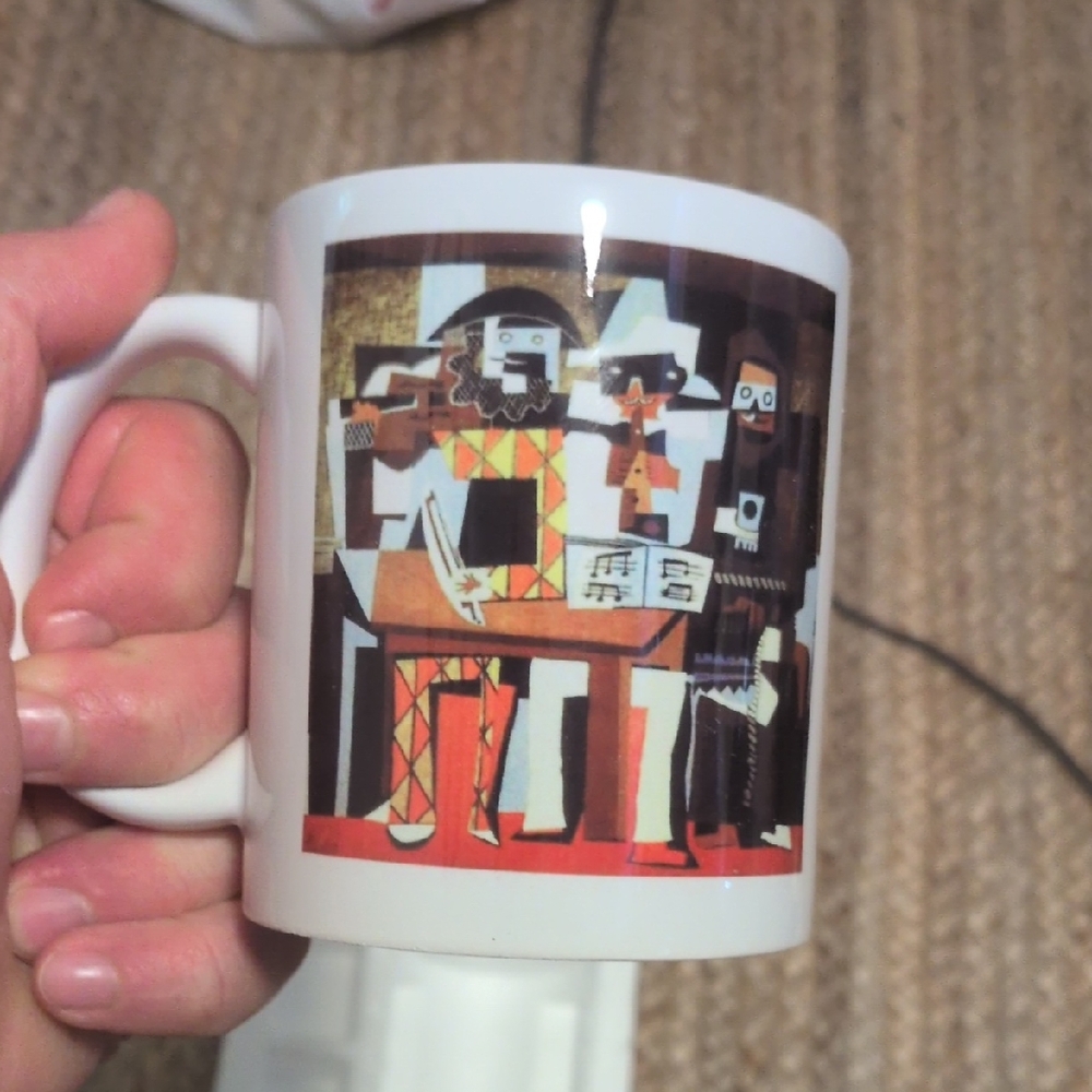 Artistic White Mug with Colorful Design Picasso